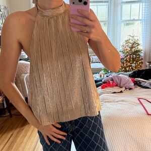 J.O.A. Shimmering Gold Halter Top
